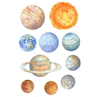 Украшение для стен и предметов интерьера "Солнечная система", светящееся в темноте артикул 7099c.